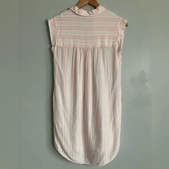 LOFT White and Pink Light Weight Cap Sleeve Tank Shirt Dress Size XSP - Picture 6 of 10